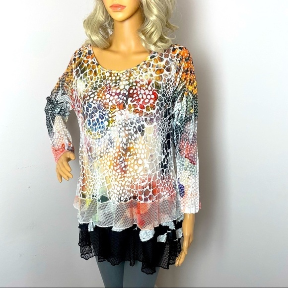 Flew De Lis Boho Animal Print Lace Blouse – Size Medium - Picture 1 of 12